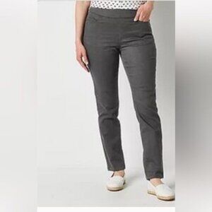 Liz Claiborne Career Petite Straight Leg Pants 10P Gray Stretch